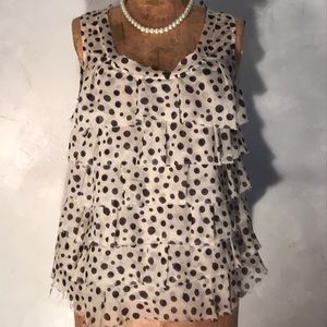 Loft Tiered Ruffle Spotted Dots Top B2